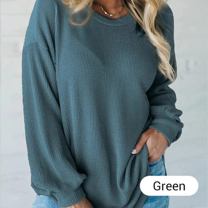 Women's Casual Round Neck Long Sleeve Pullover Top