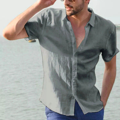 Men's Solid Color Short-sleeved Shirt