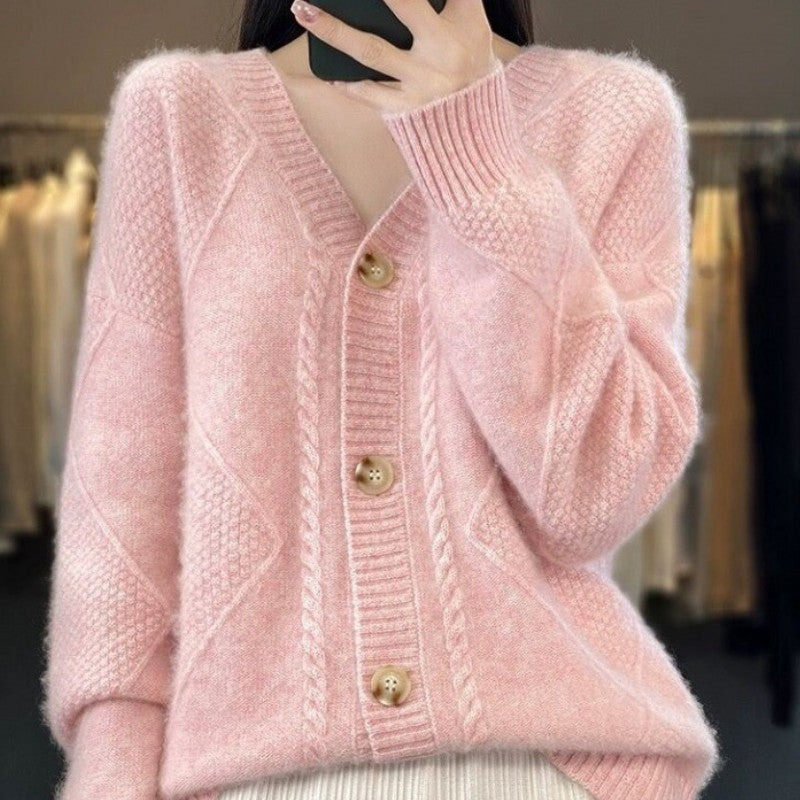 [Gift For Women] Women's Loose Slouchy Faux Cashmere Button Front Cardigan Sweaters