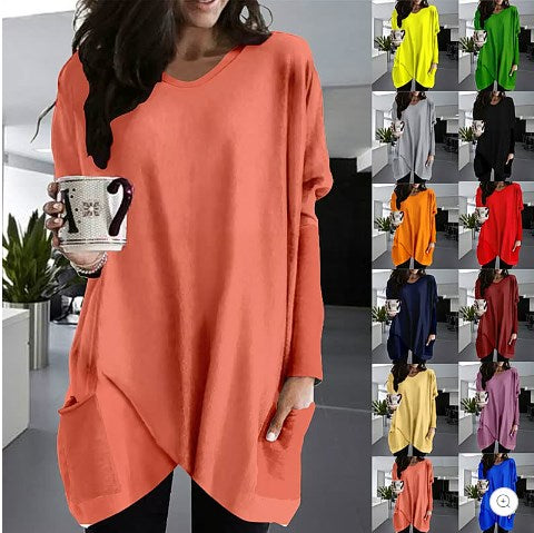 Comfortable Solid Color Loose Casual Long Sleeve T-Shirt