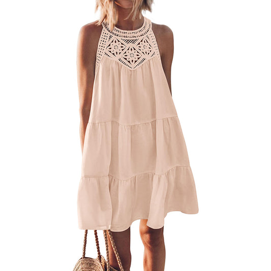 Women's Summer Hollow Out Halter Dress