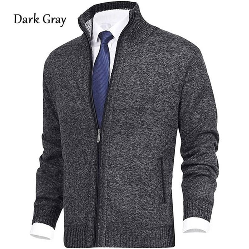 🔥Men's Solid Color Stand Collar Fashion Cardigan Sweater Knit Jacket