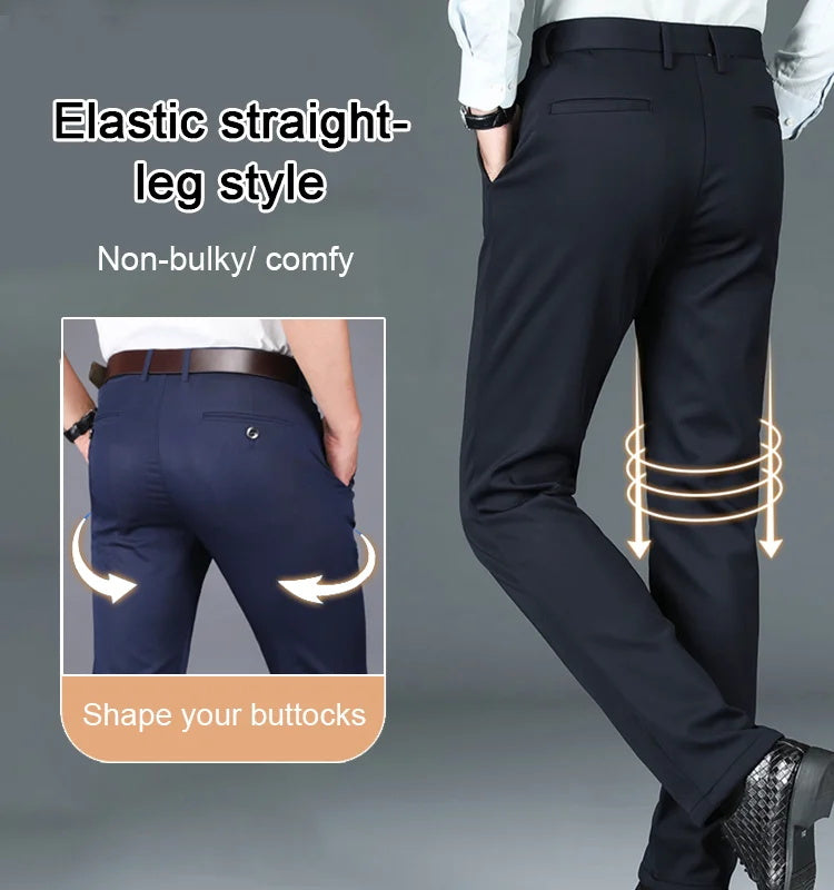 Elastic And Anti-crease Ice Silk Suit Pants