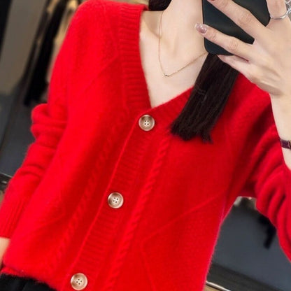 [Gift For Women] Women's Loose Slouchy Faux Cashmere Button Front Cardigan Sweaters