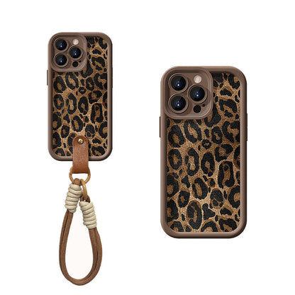 Leopard Print iPhone Case with Lanyard