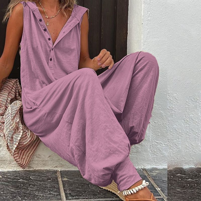 Women's Relaxed Hooded Sleeveless Jumpsuit