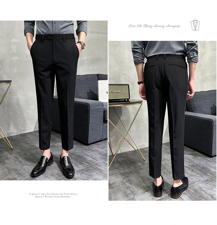 Solid Color Slim Fit Formal Pants