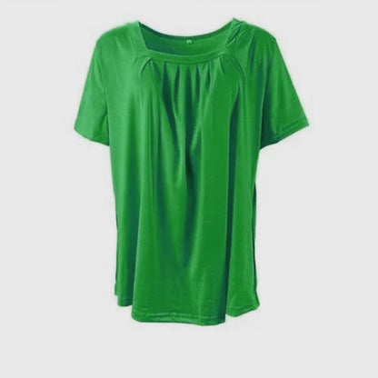 Square Neck Solid Color Short Sleeve T-Shirt - Chic & Elegant Style