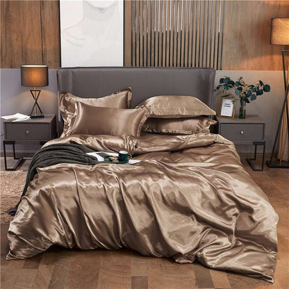 25 Momme Luxury Pure Mulberry Silk Bedding Set of 4（1x Quilt Cover + 1x Bedsheet + 2x Pillowcases）