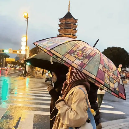 🔥Vintage Stained Glass Automatic Umbrella