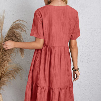 💃Loose Casual Tie Waist Flowy Dress👚