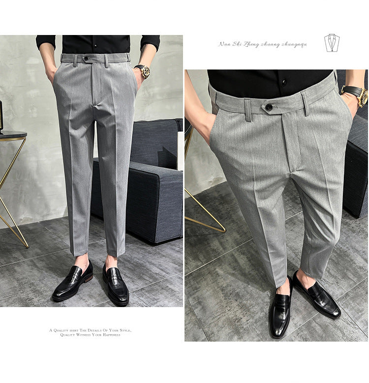 Solid Color Slim Fit Formal Pants