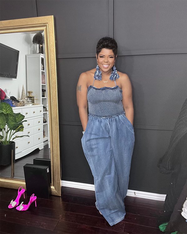 Denim wide leg jumpsuit