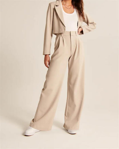 High Waist Tailored Wide Leg Pants