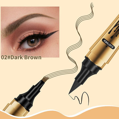 2-in-1 Waterproof Magic 4-fork Eyebrow Pen & Eyeliner