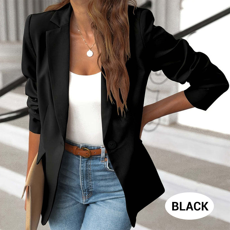 Elegant Soft Solid Color Lapel Buttons Jacket