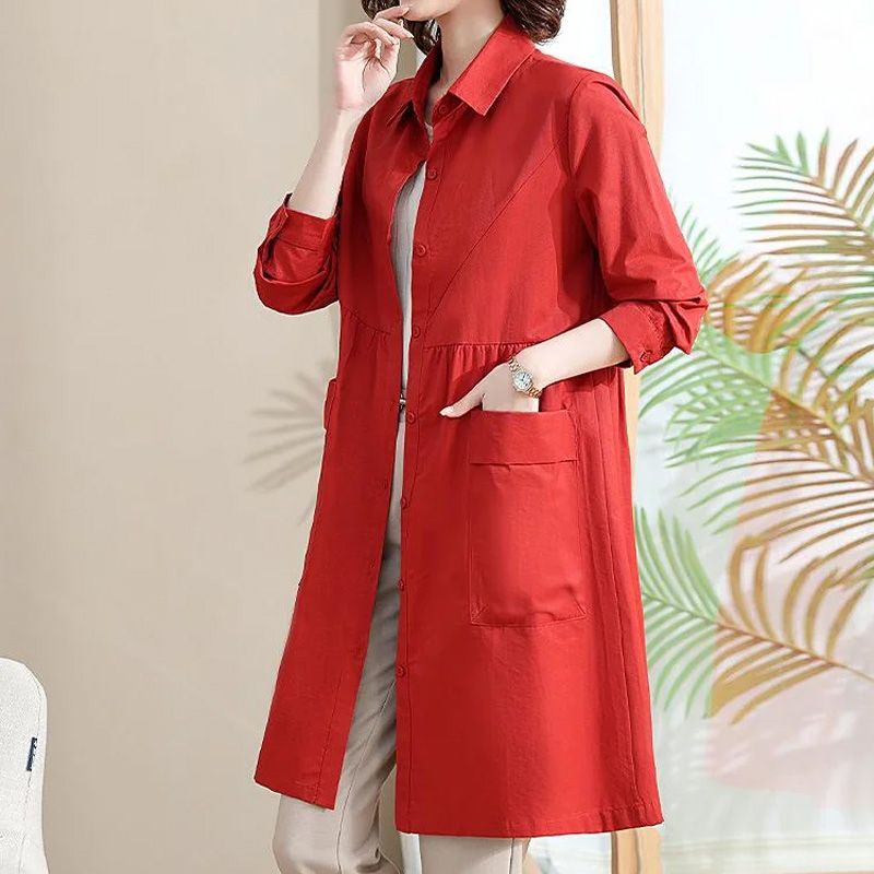 Women’s Mid-length Trench Coat Casual Windbreaker