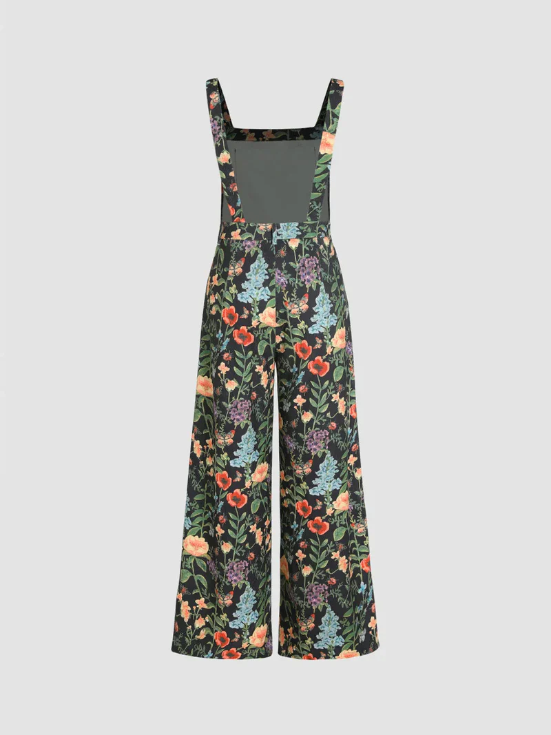 Floral Button Wide Leg Jumpsuit