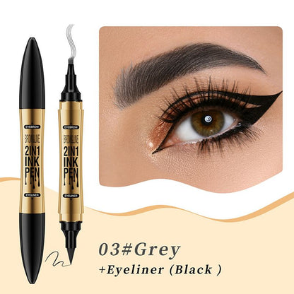 2-in-1 Waterproof Magic 4-fork Eyebrow Pen & Eyeliner