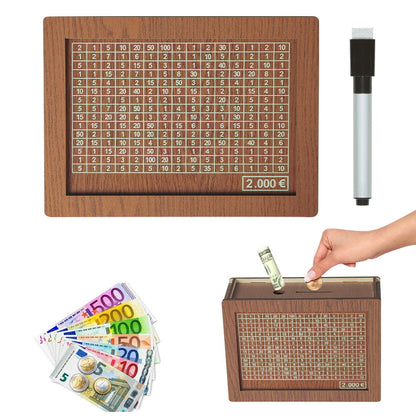🔥Retro Style Wooden Money Box with Counter Piggy Bank Handmade Saving Money Goal Piggy Bank