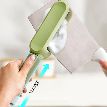 Multi-Function Cleaning Brush with Built-in Sharpener for Knives