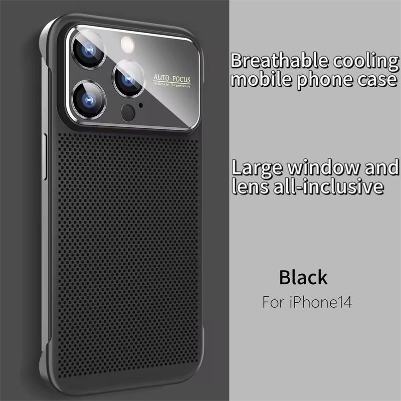 For iPhone 14 Borderless Big Window Cooling Phone Case