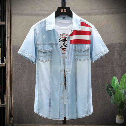 Men's Denim Short-Sleeve Shirt