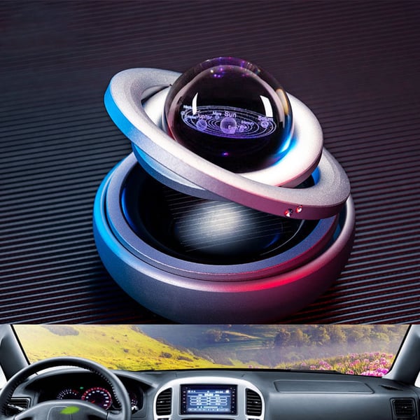 Solar Rotating Double Ring Suspension Car Aromatherapy Ornament