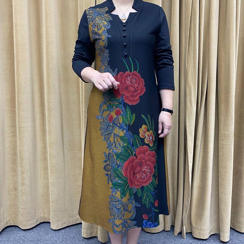 ✨New Year Sale-50% OFF✨ V-Neck Noble Long Printed Dress