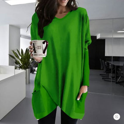 Comfortable Solid Color Loose Casual Long Sleeve T-Shirt