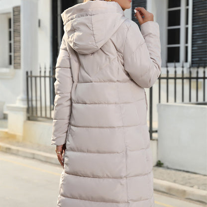 Women's Mid-Length Hooded Cotton Jacket Coat