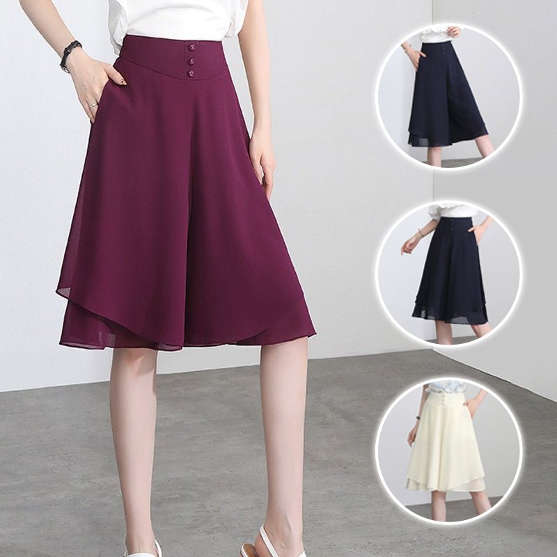 Elegant Wide-leg Chiffon Culottes