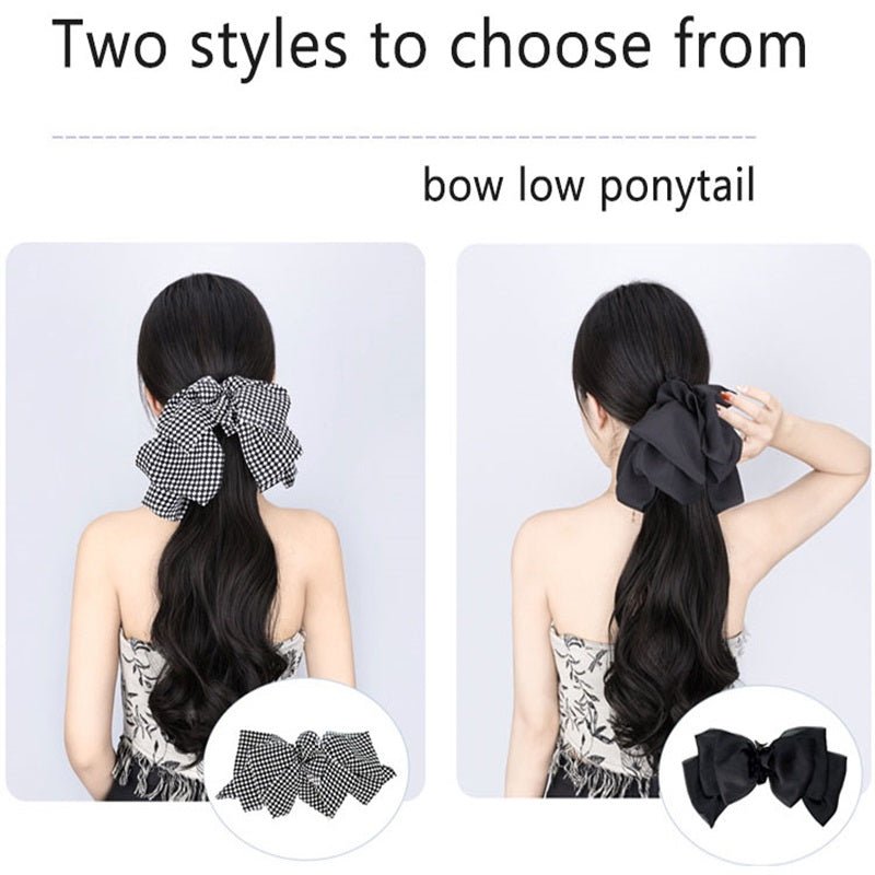 Bow Grab Clip Long Curly Hair Fake Braid