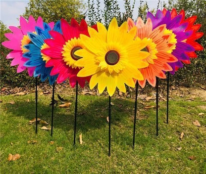 Colorful Sunflower Windmill-For Decoration Outside Yard