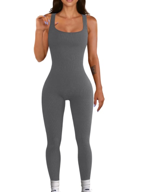 One Piece Tank Top Thigh Slimming Workout Jumpsuit