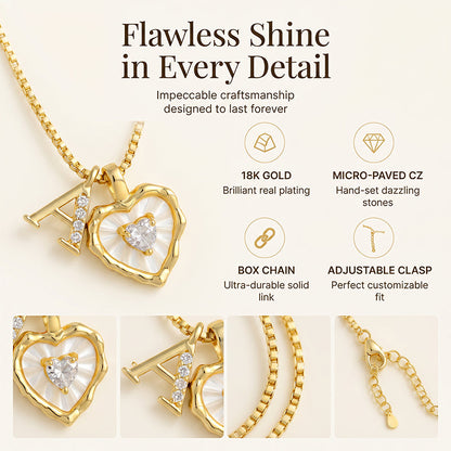 Heart Shaped Letters Micro Pave Chain Necklace – Initial Pendant, Titanium Steel, Adjustable ✨