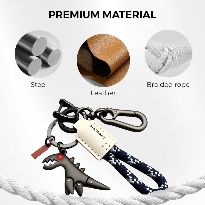 Aluminum Alloy Dinosaur Charm Paired with a Hand-woven Bracelet🔥