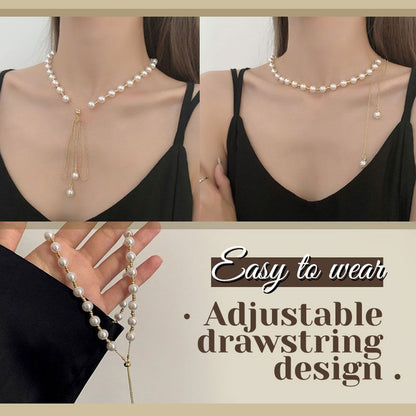 Stylish Drawstring Adjustable Pearl Necklace