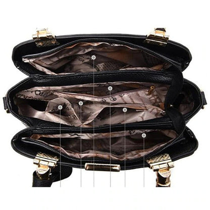 Women Leather Tree Branches Metal Decor Handbags