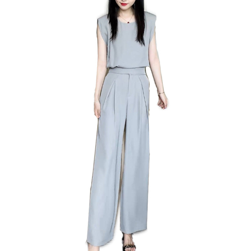 Fashion Sleeveless Wide-Legged Pants Set