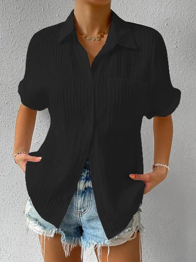 Collar Casual Buttoned Loose Blouse