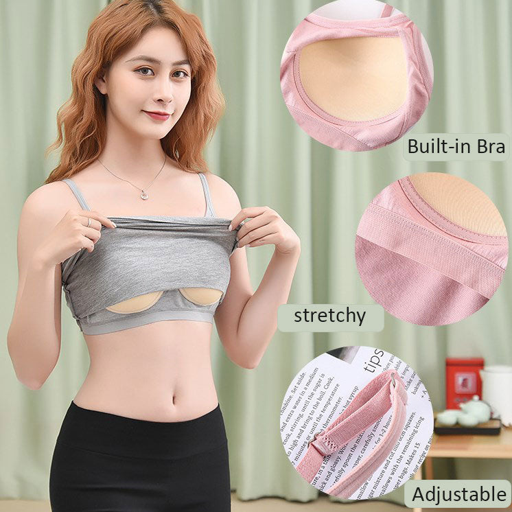 Stretch Cotton Camisole Built-in Bra