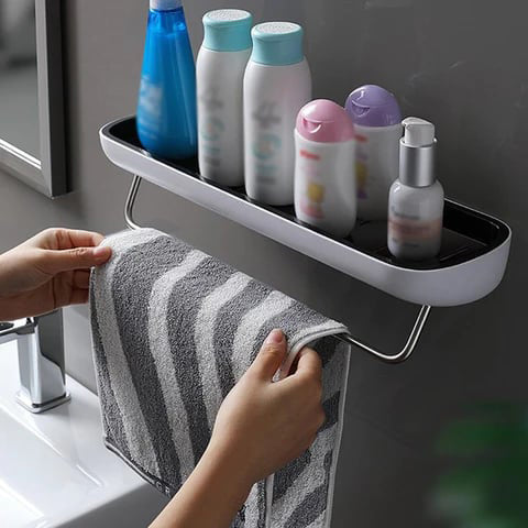 🚿Easy Mount Bathroom Storage Shelf - No Drilling Required