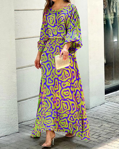 Women's Print Top & Maxi Skirt Set