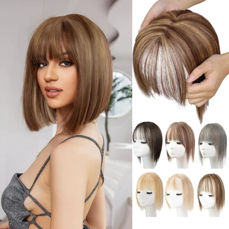 🎁Christmas sale🎅🔥Natural Hair Toppers with Bangs for Women