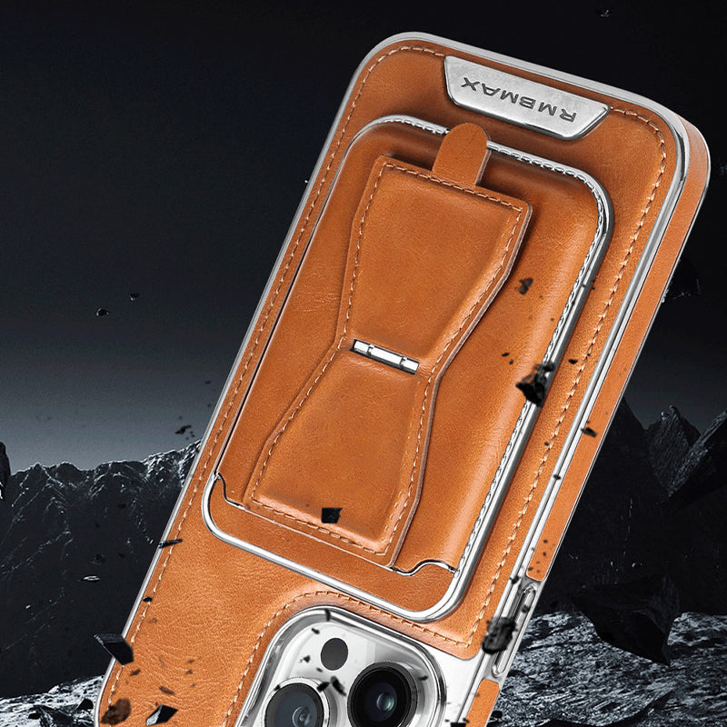 Luxury Business Leather All-in-One Magnetic Exposed Label For iPhone Case