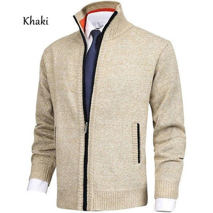 🔥Men's Solid Color Stand Collar Fashion Cardigan Sweater Knit Jacket