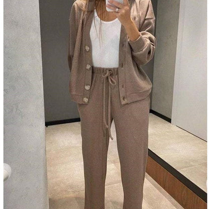 🔥Women's Knitted Buttoned Jacket and Pants Two-piece Set