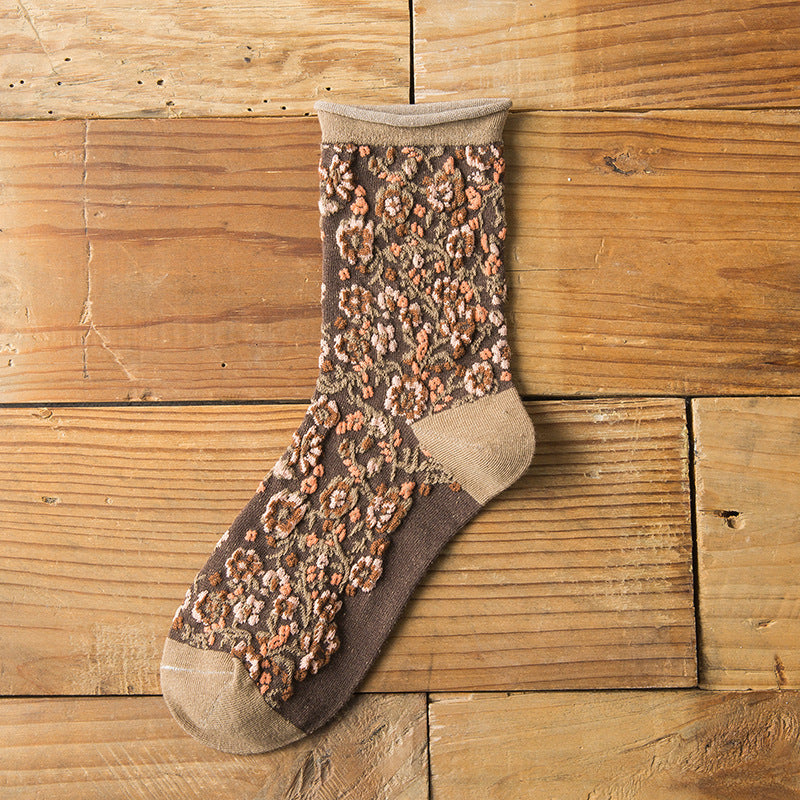 Vintage Embroidered Floral Women Socks