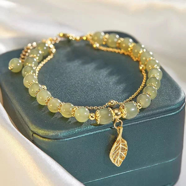 Hetian Jade Gold Leaf Bracelet